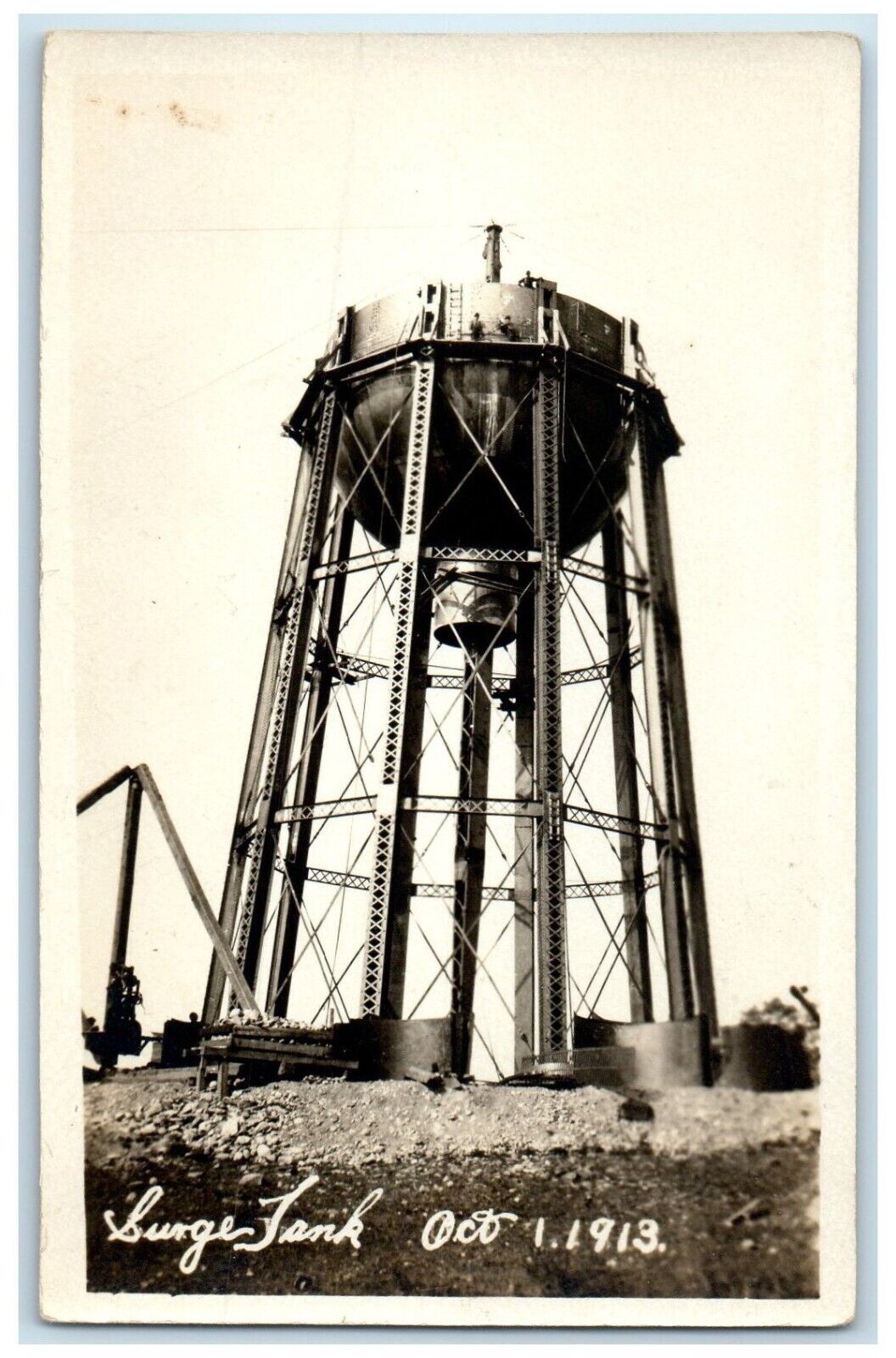 c1910\'s Surge Tank Water Tower Employee RPPC Photo Posted Antique Postcard