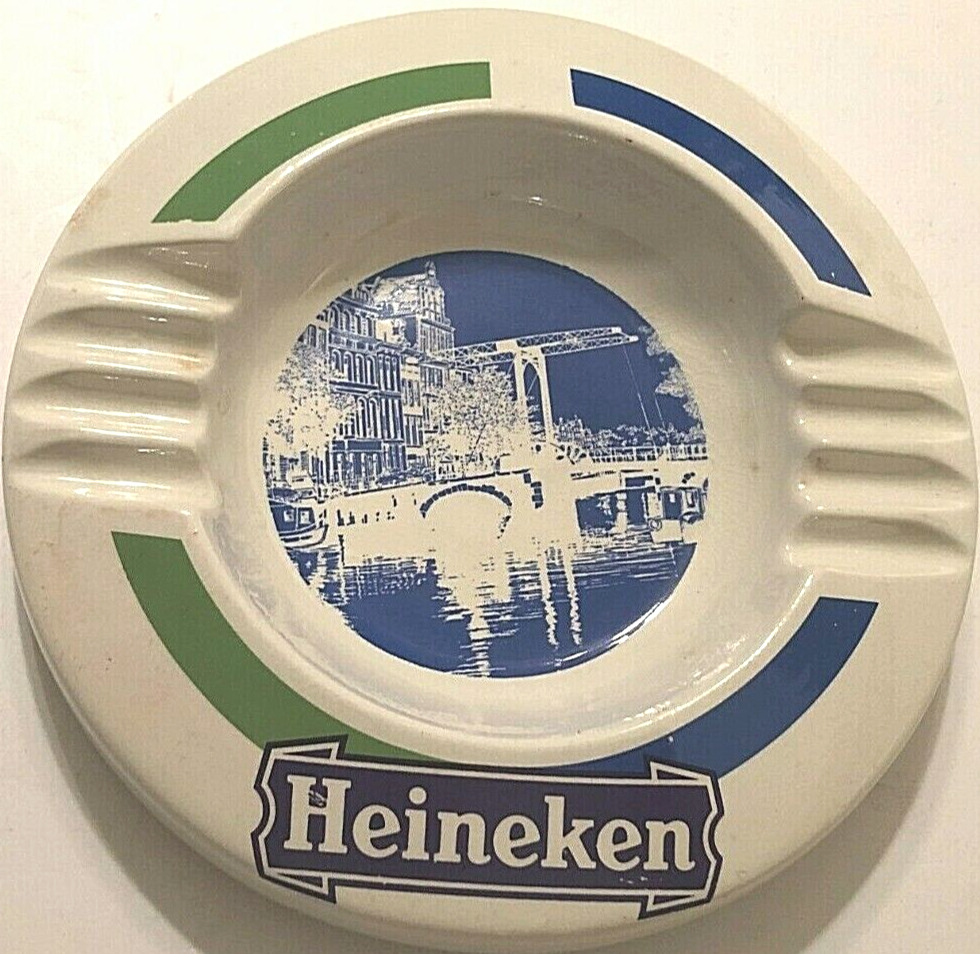 Henry W. King & Co. England Vintage Heineken White Round Ceramic Ashtray 9.5\