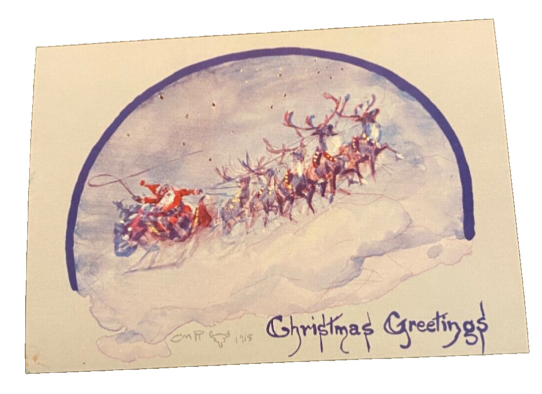 1980\'s Leanin\' Tree Christmas Postcard, Santa and Sleigh, Vintage