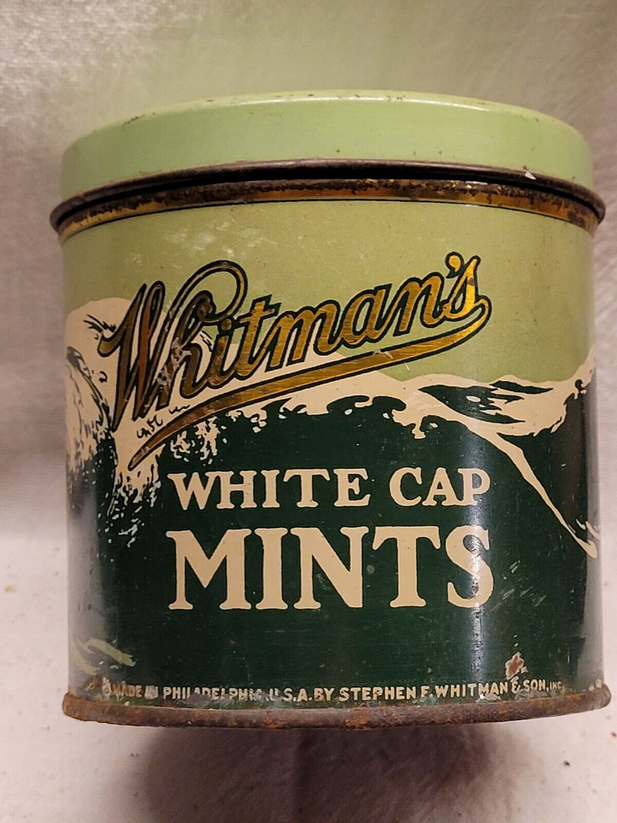 Vintage Whitman\'s White Cap Mints Candy Empty Tin Philadelphia PA