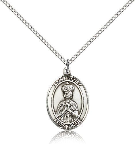 Saint Henry Ii Medal For Women - .925 Sterling Silver Necklace On 18 Chain -...