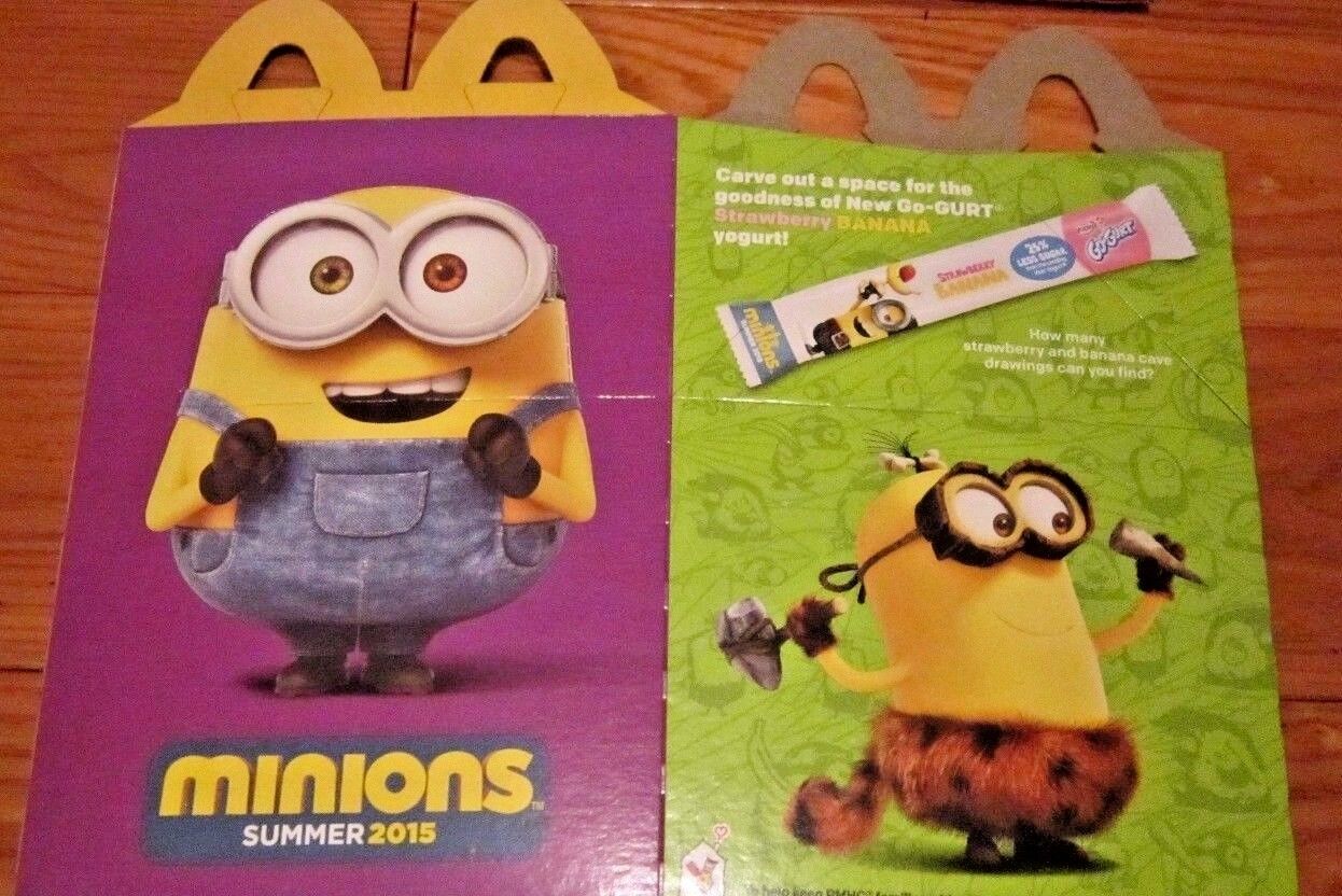 McDonald\'s \'15 DESPICABLE ME MINIONS Happy Meal BOX,Purple & Green,ACQUIRED FLAT