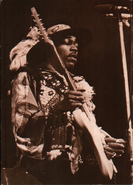 Celeb Jimi Hendrix Chrome Postcard Vintage Post Card