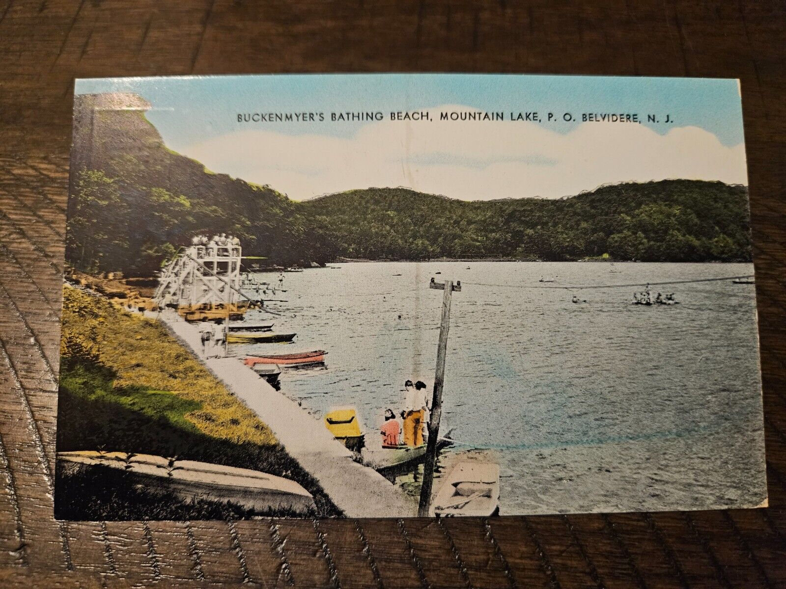 Postcard NJ New Jersey Belvidere Mountain Lake Buckenmyer\'s Bathing Beach