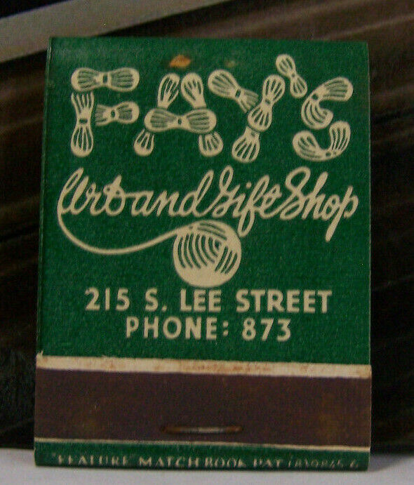 Vintage Matchbook Baltimore Maryland Fay's Arts & Gift Shop Lamb Lady Handcraft