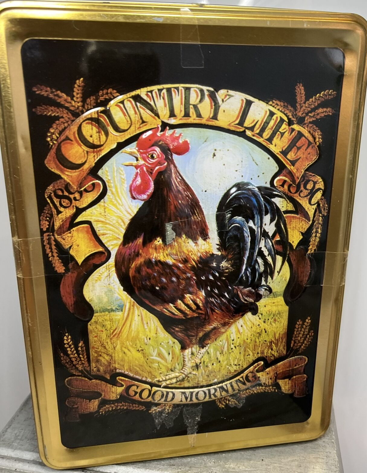 Rooster Country Life EMPTY Collectible Tin Storage Container Display Decor