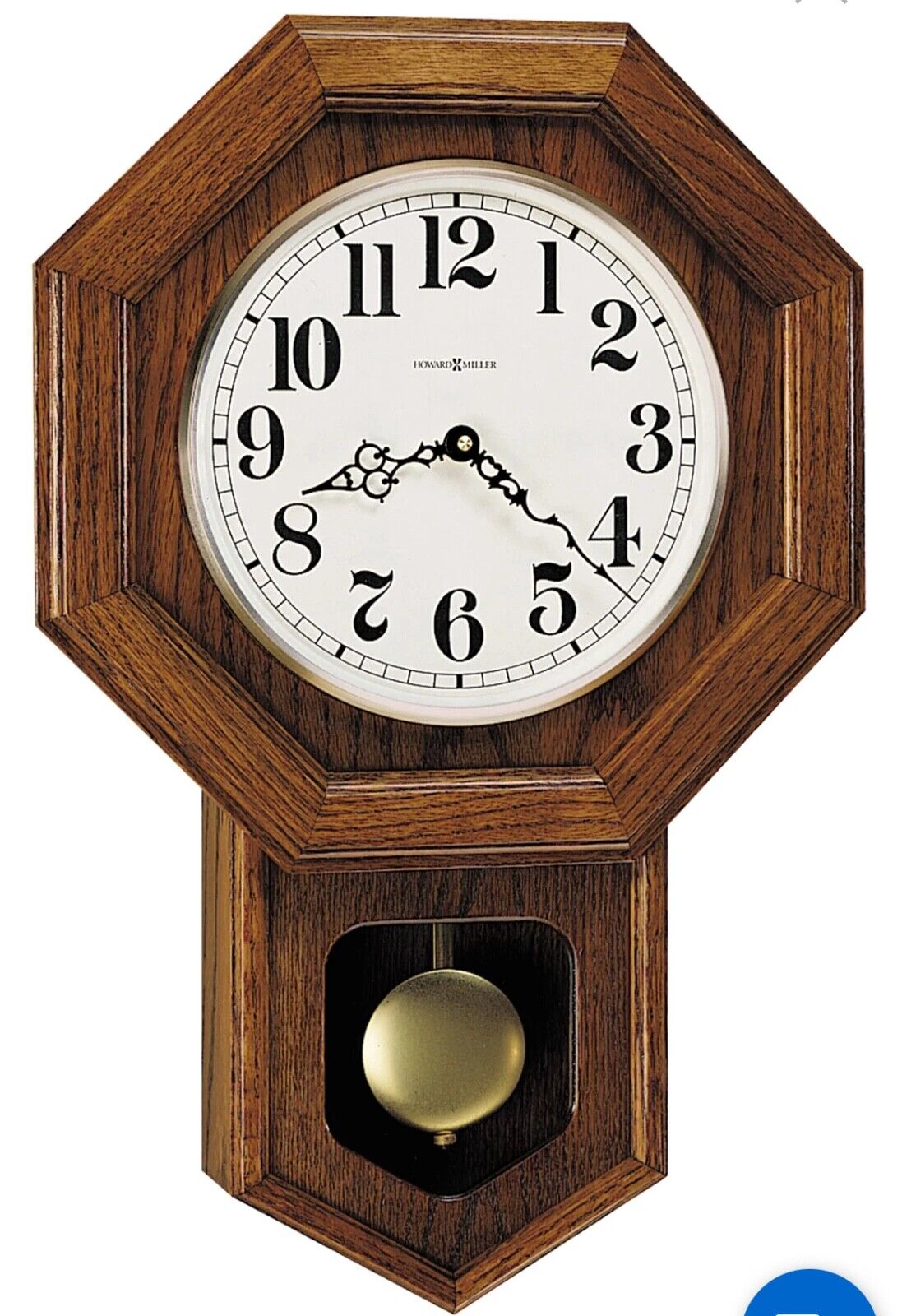Howard Miller Dual Chime Oak Pendulum School House Wall Clock Katherine 620-112