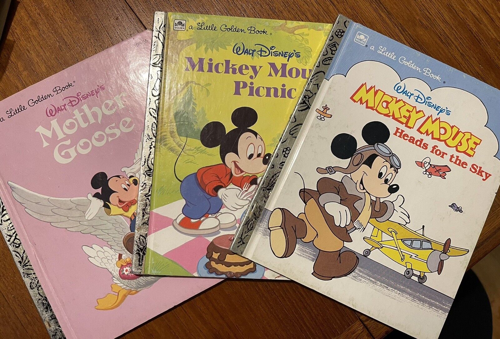 Vintage Disney Golden Books Mother Goose Mickey Picnic Mickey Heads For The Sky