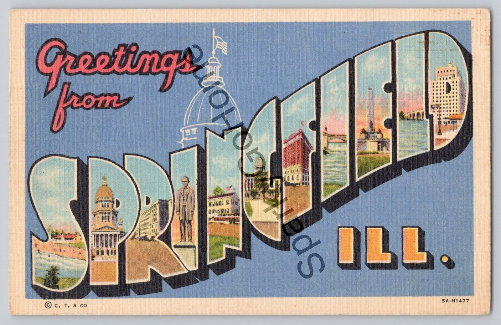 GREETINGS FROM Springfield Illinois Posted 1953