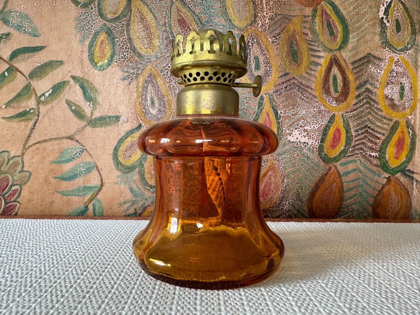 Antique P&A Hornet Burner Miniature Amberina Victorian Glass Oil Lamp - 5