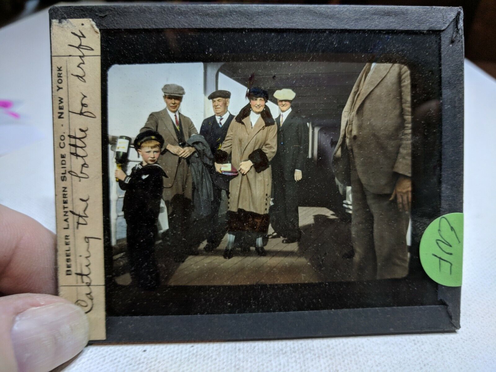 HISTORIC Glass Magic Lantern Slide ENF DeBeers Cast does the honors