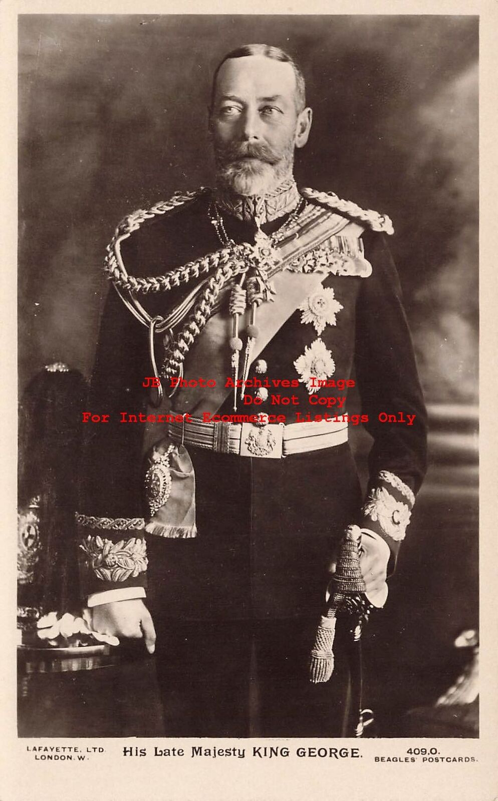 English Royalty, RPPC, King George V in Military Uniform, Beagles No 409.O