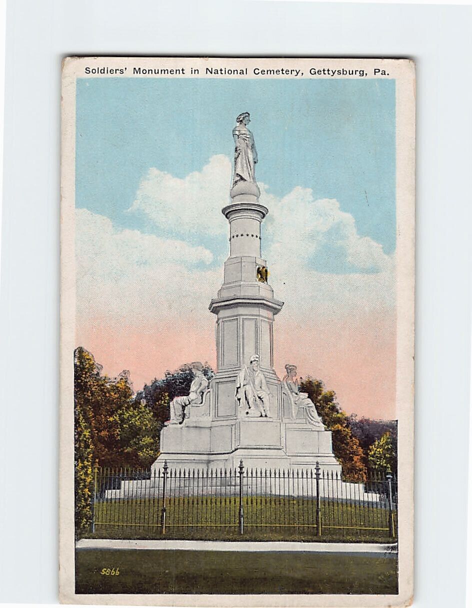 Postcard The Soldiers\' Monument in National Cemetery Gettysburg Pennsylvania USA