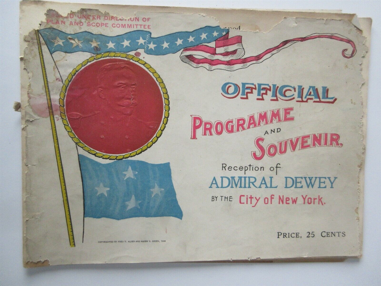 Original 1899 Souvenir Program Admiral Dewey Reception program 