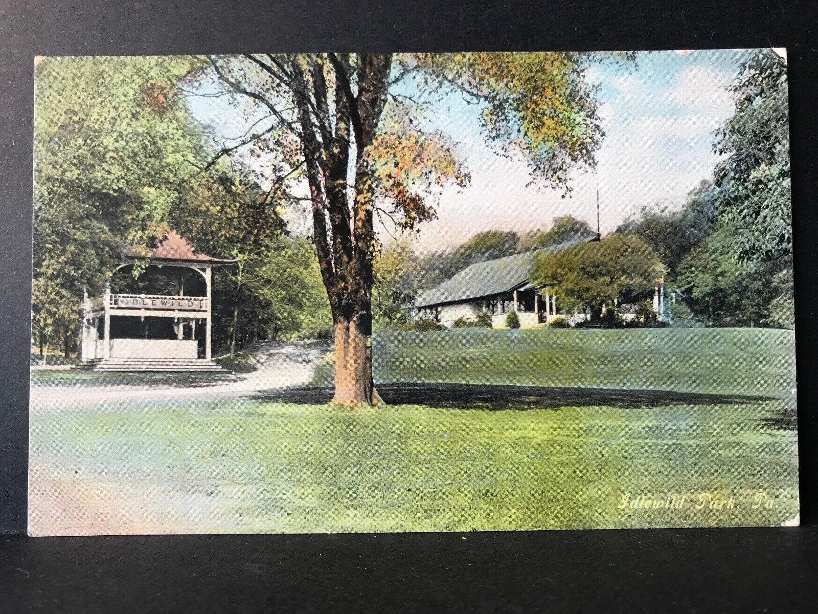 Postcard Latrobe PA - Idlewild Park - View of Gazebo and Pavilion