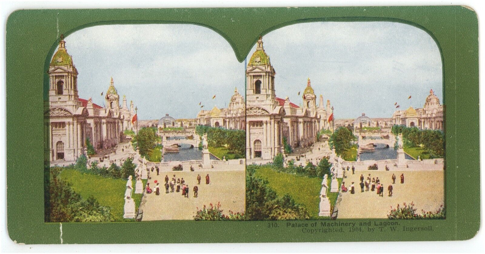 c1900's Ingersoll Color Stereoview Palace of Machinery and Lagoon Worlds Fair