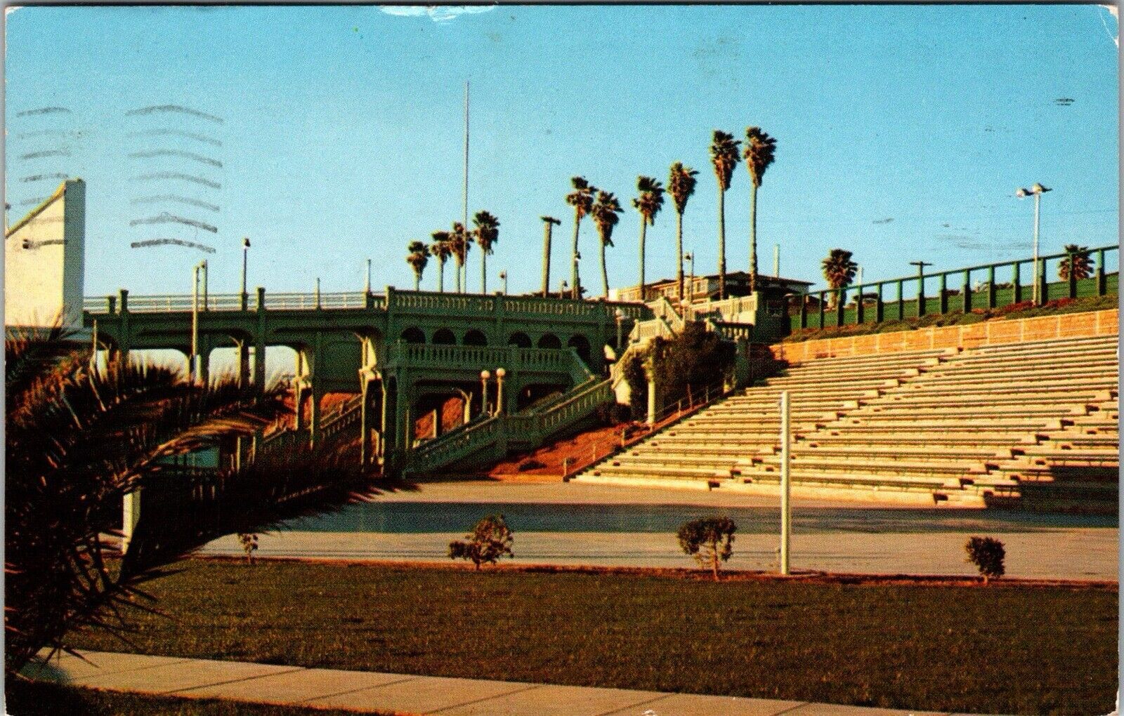 Oceanside, California, Beach Stadium, vintage postcard JC16