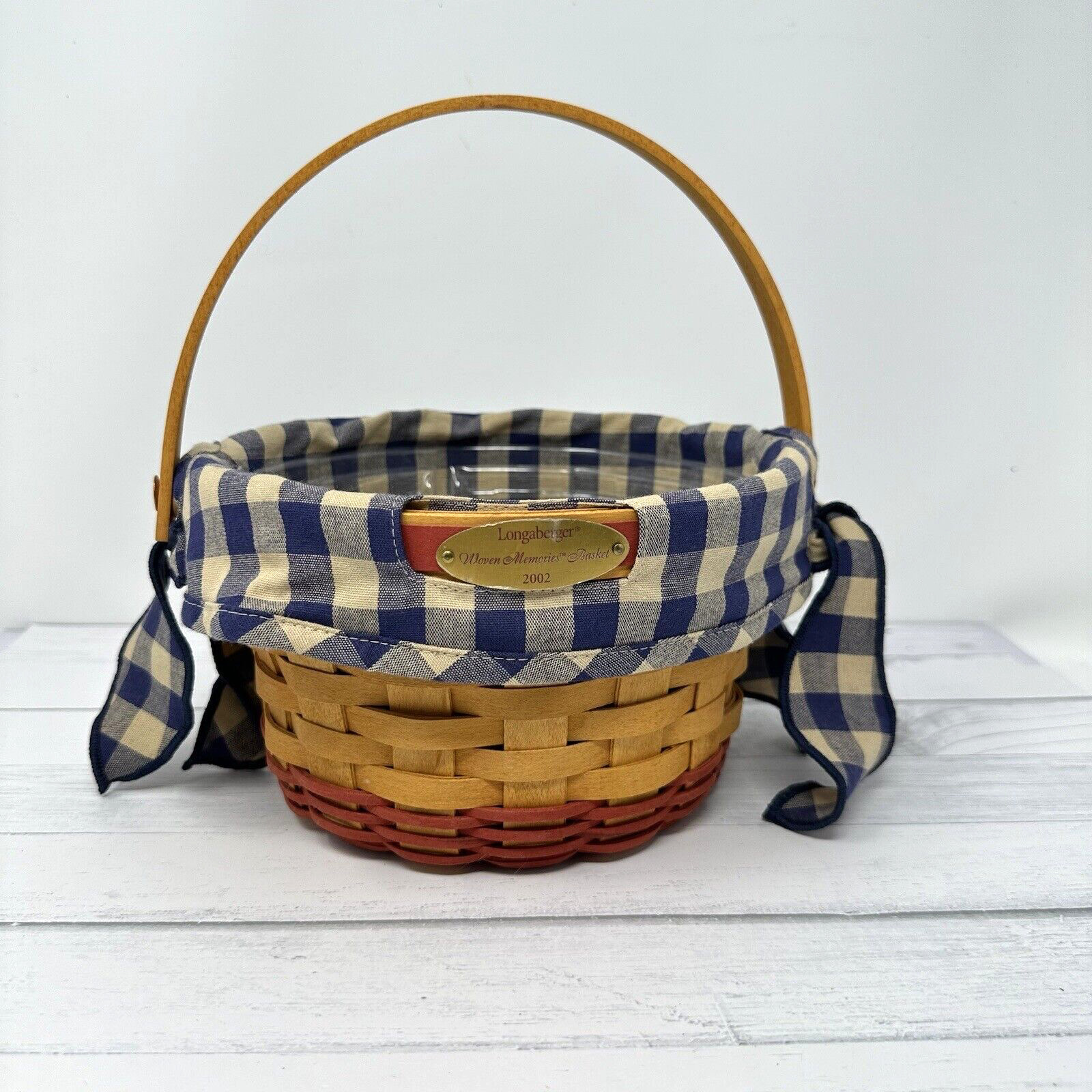 Longaberger 2002 Woven Memories Basket with Protector and Liner
