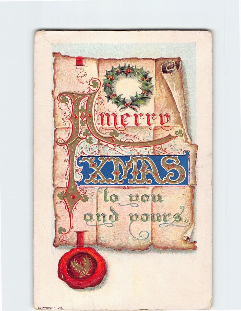 Postcard A Merry Christmas To You & Yours Embossed Card