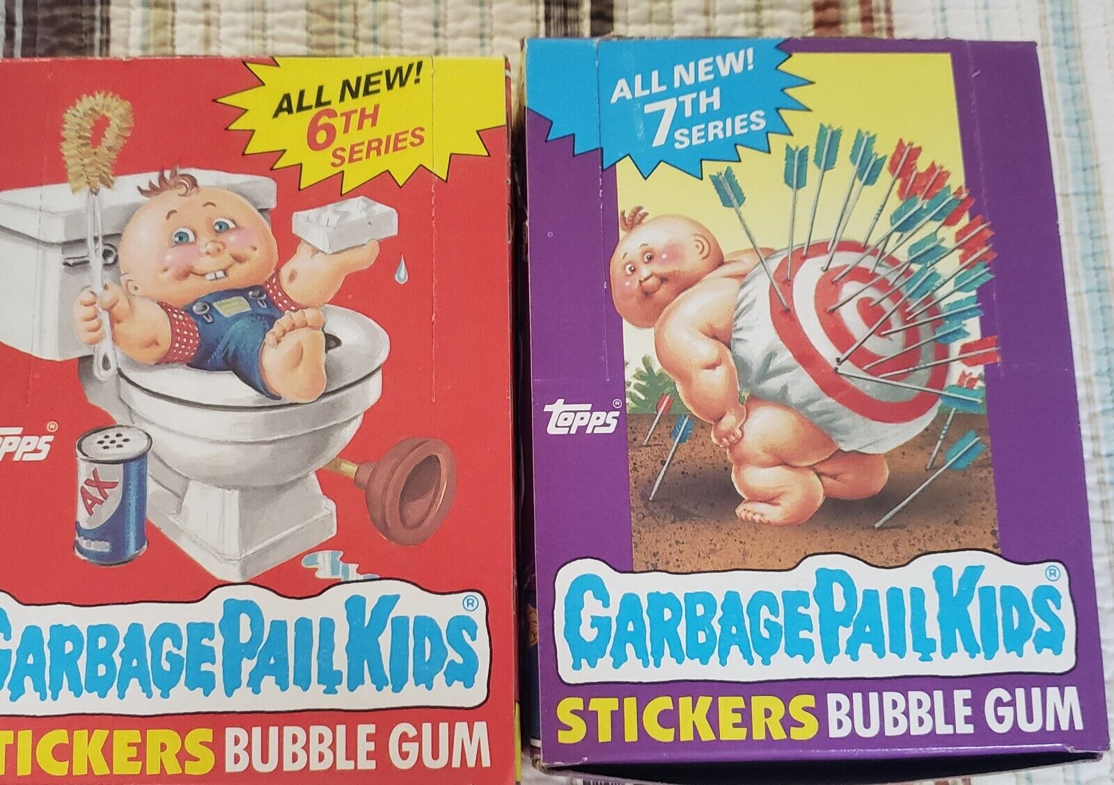 VINTAGE BRAND NEW LOT OF 2 BOXES GARBAGE PAIL KIDS STICKERS SERIES 6,7