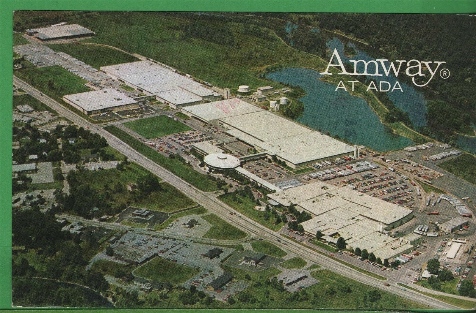 Vintage Michigan MI Postcard Aerial View of Amway at Ada Aerial 1981