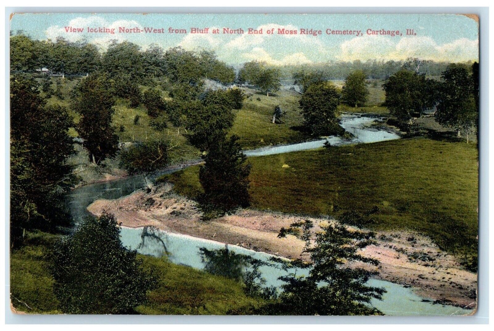 c1910 View Looking North-West Bluff North End Moss Ridge Carthage Ill. Postcard