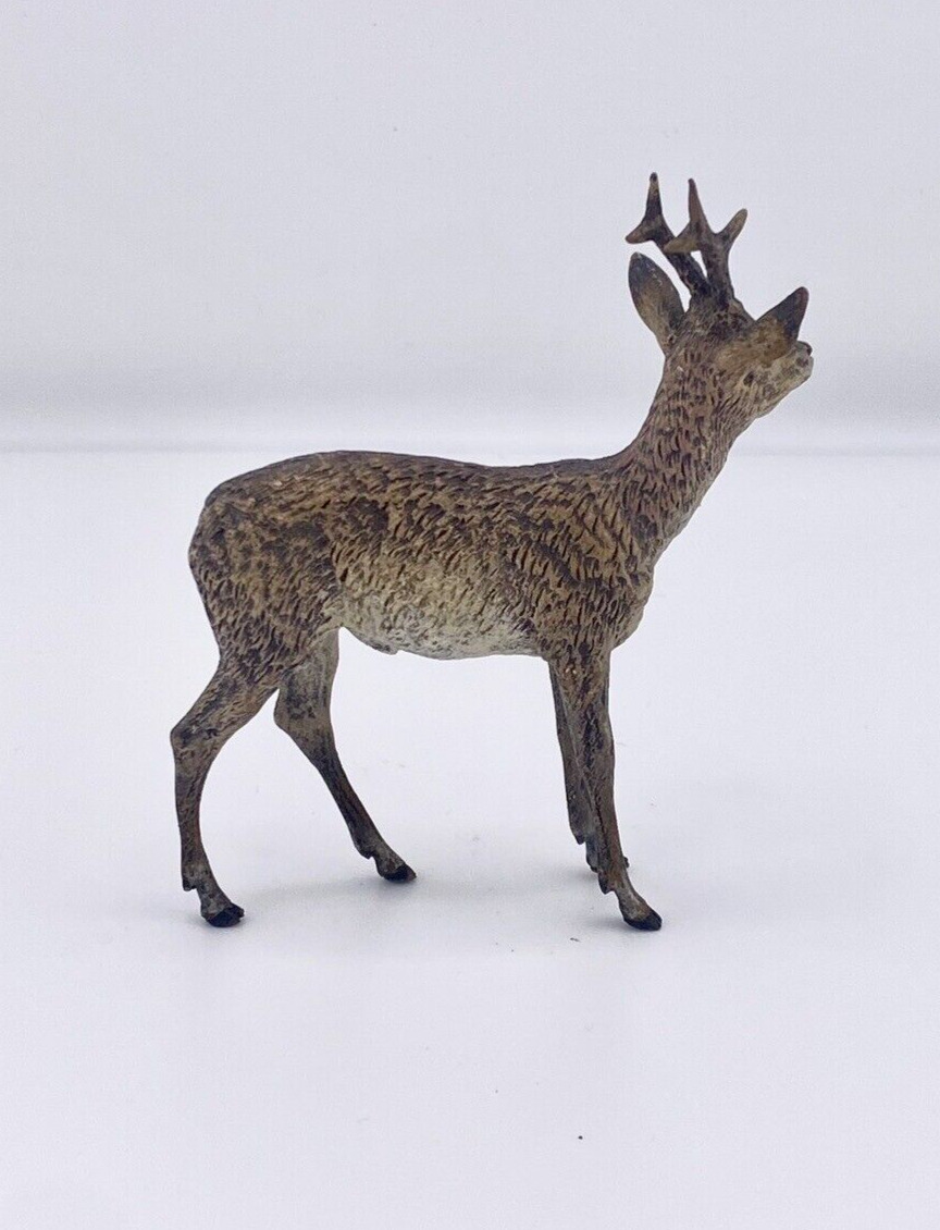 Gorgeous Antique Austrian Vienna Cold Painted Bronze Deer 