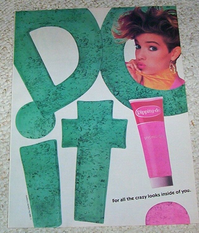 1986 print ad page -cute girl Dippity-Do hair style Gillette Company ADVERTISING