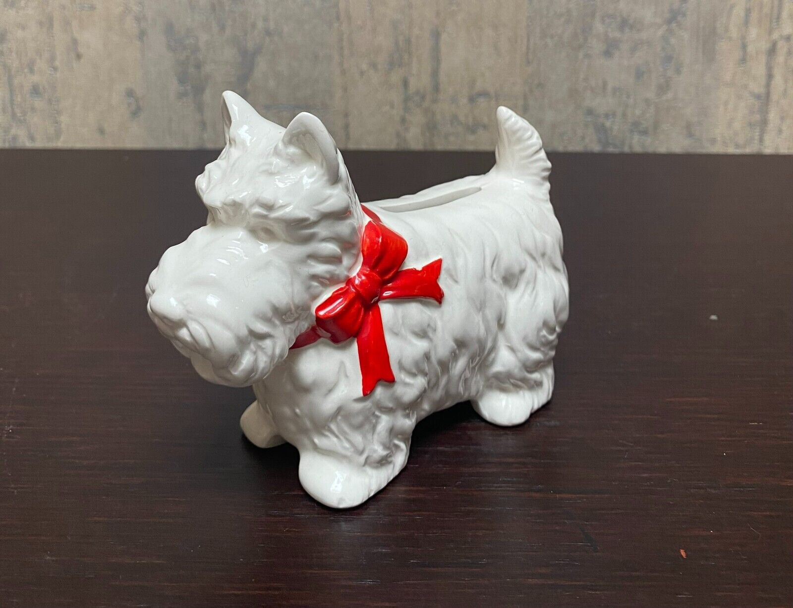 Vintage White Scottish Terrier Figuring Porcelain Bank