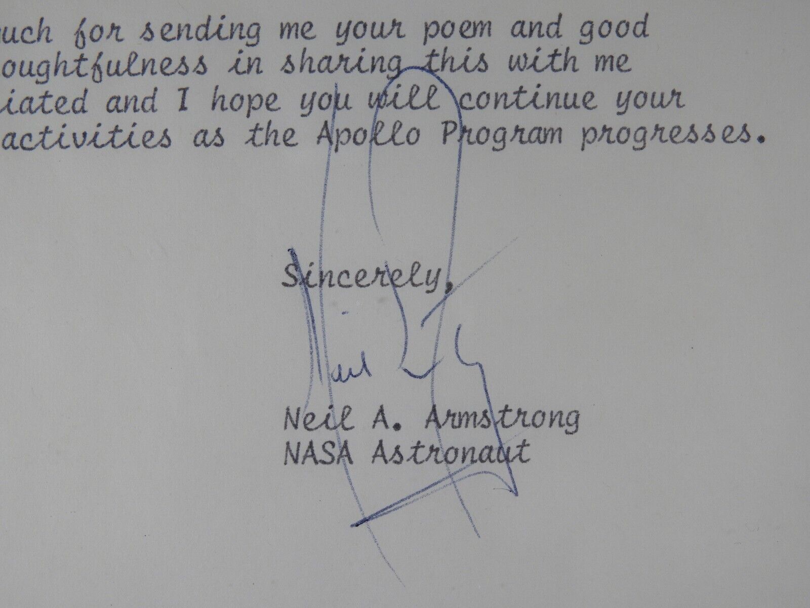 Neil Armstrong Typed Letter Signed - Sent Days Before Historic Apollo 11 Launch