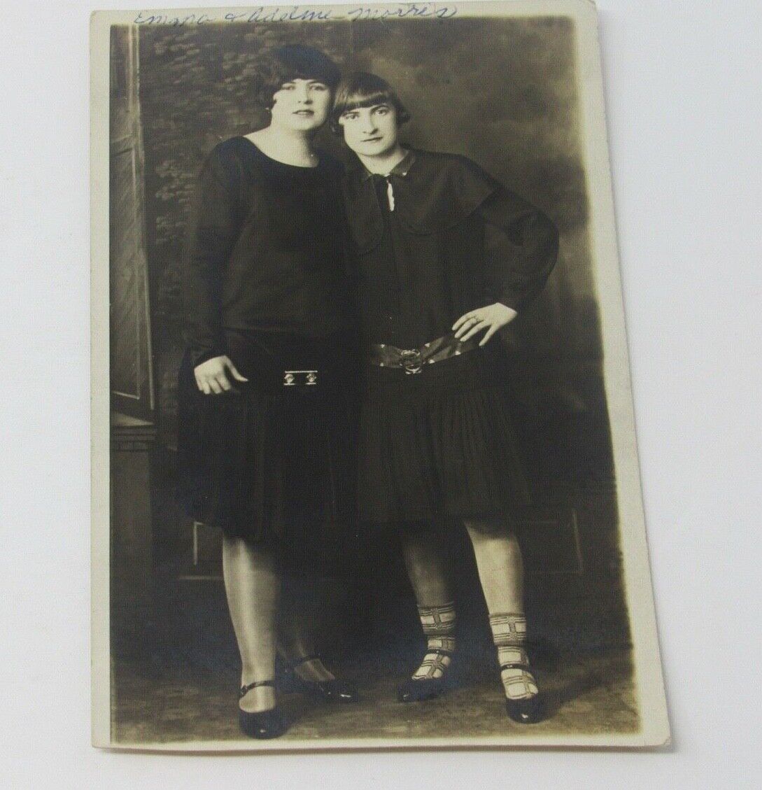 c 1920 Flapper Girls RPPC Sisters - One Beautiful One Masculine - Gay Interest