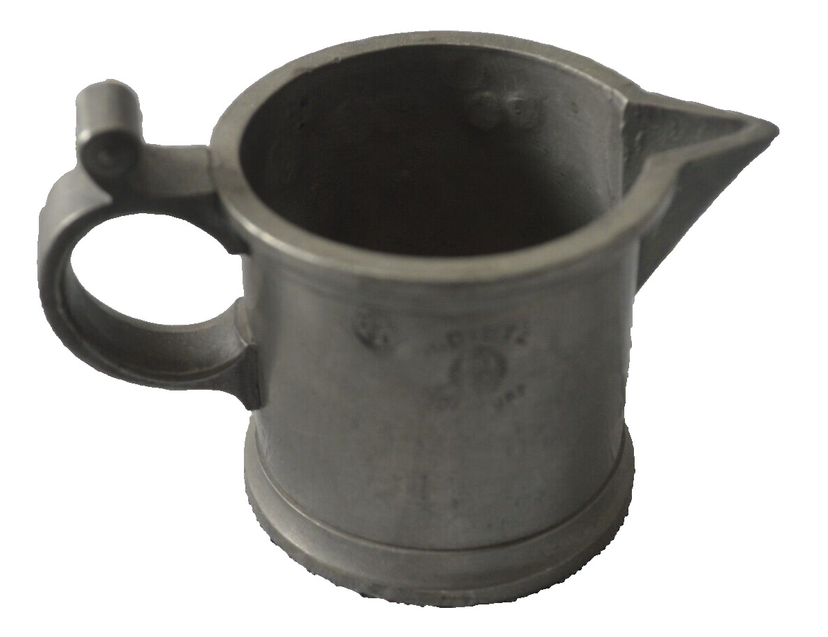Rare Antique Pewter Creamer/Measuring Cup by H Dietz, 1897, 2-1/4” Tall, German