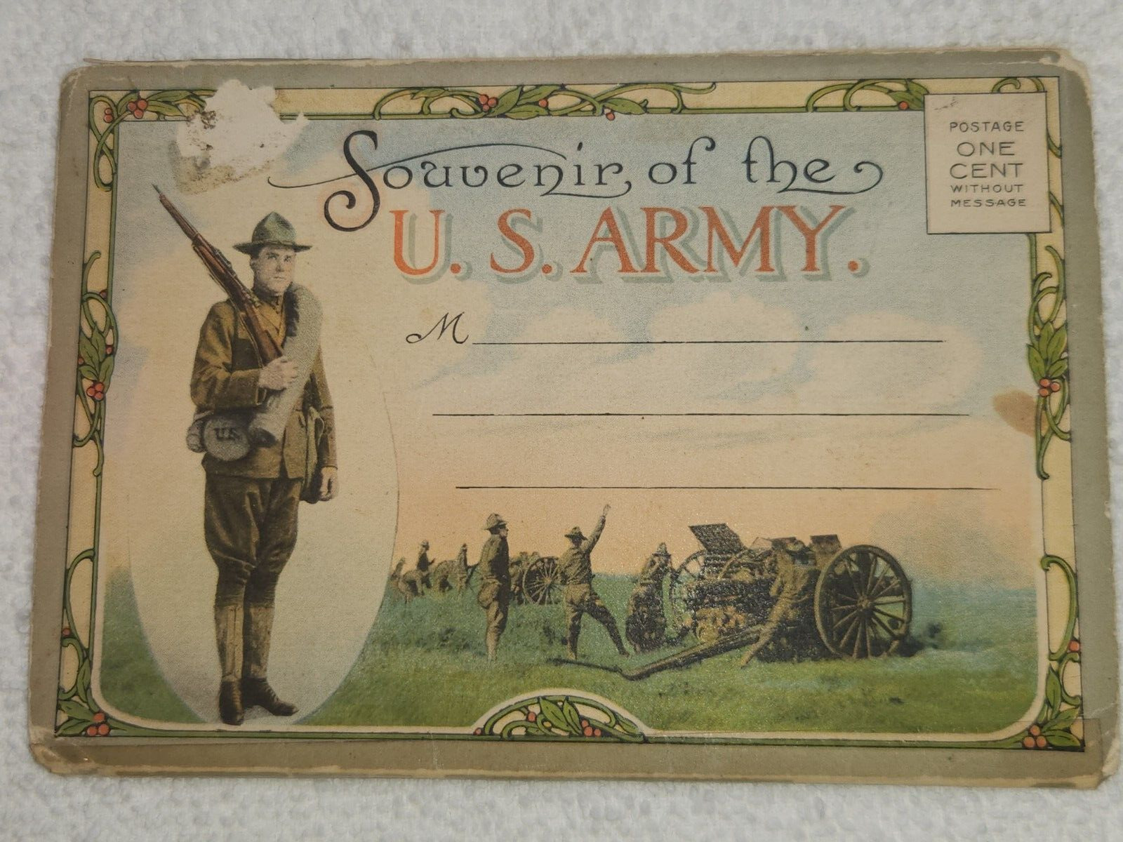 (Q61) SCARCE WW1 Souvenir U.S. Army Postcard Booklet in Color