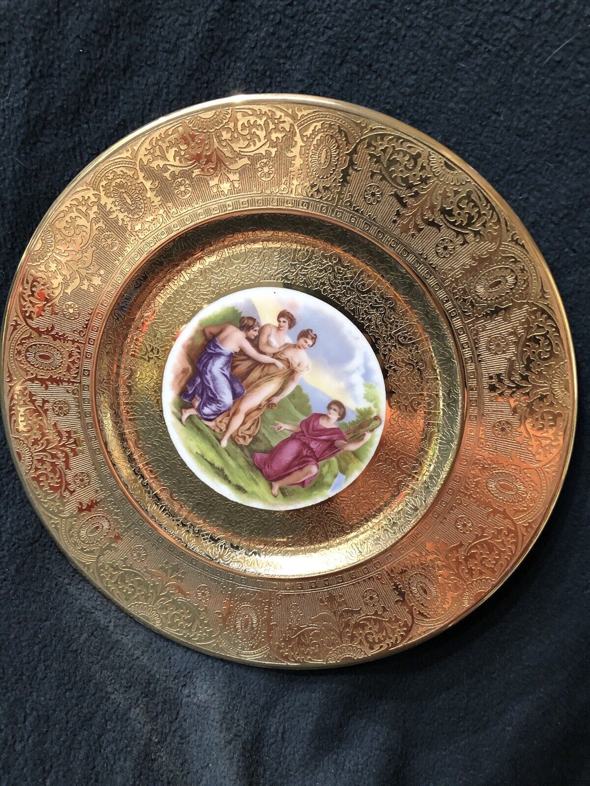 Antique Royal China Cabinet Plate ~ Warranted 22 Carat ~ Greek Mythology Scene