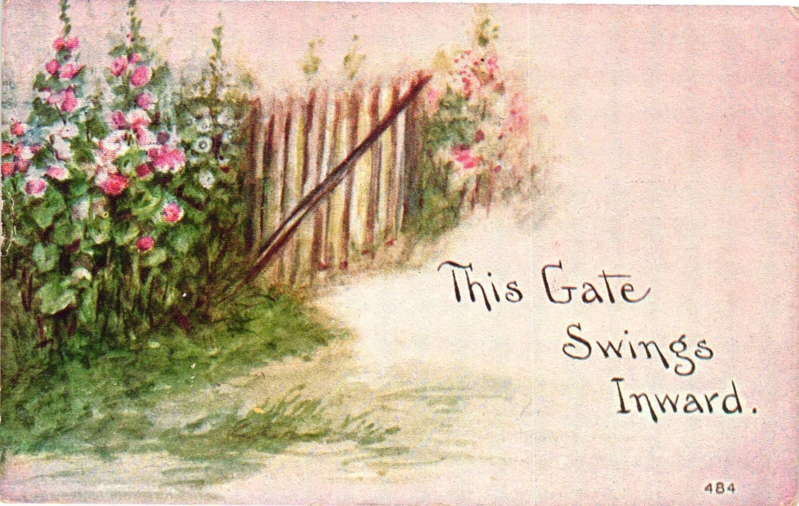 Vintage Postcard- A gate, this gate swings inward Early 1900s