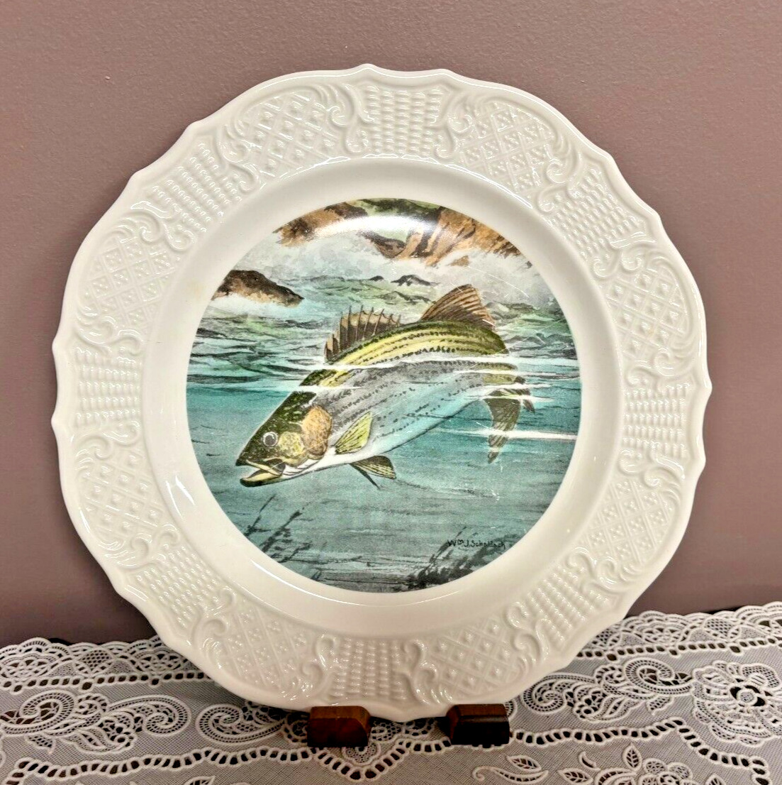 Vintage Plate by DeLano Studios - Fish Series House Seagram -Striped Bass