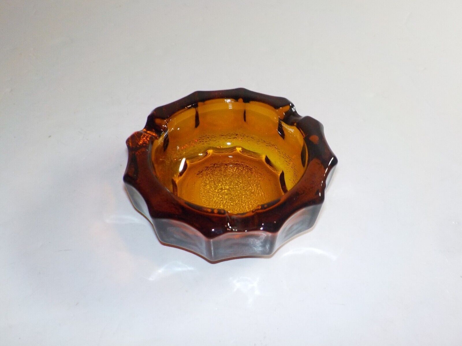 Vintage Amber Brown Thick Glass 4 1/2\