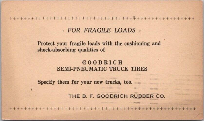 1923 B.F. GOODRICH RUBBER CO. Advertising Postcard \