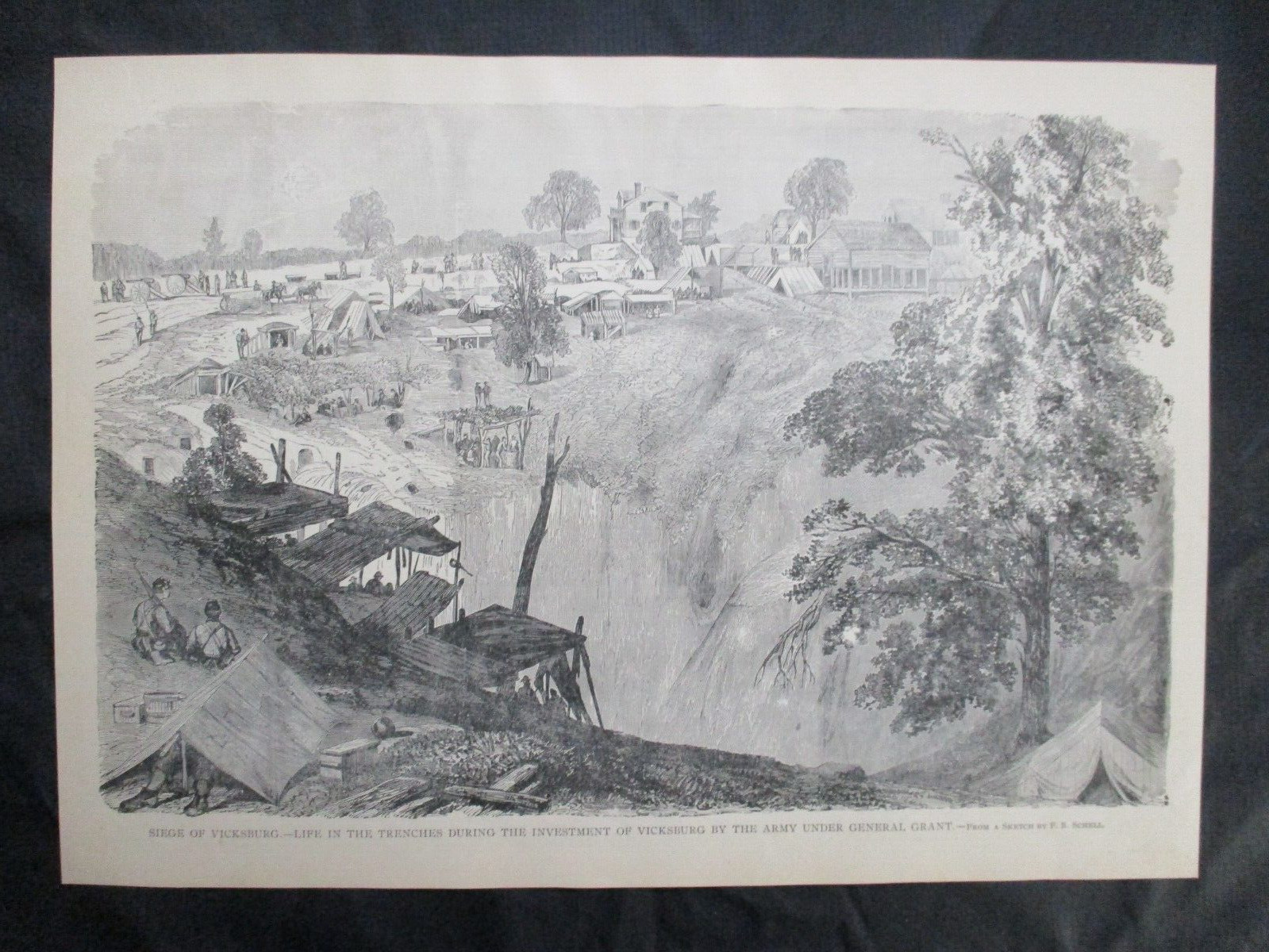 1885 Civil War Print - Siege of Vicksburg, Mississippi, Life if the Trenches