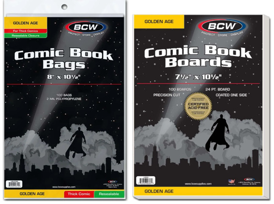 1000 Pack BCW Golden Age Comic Book Bags (Resealable Thick) And Boards Acid Free