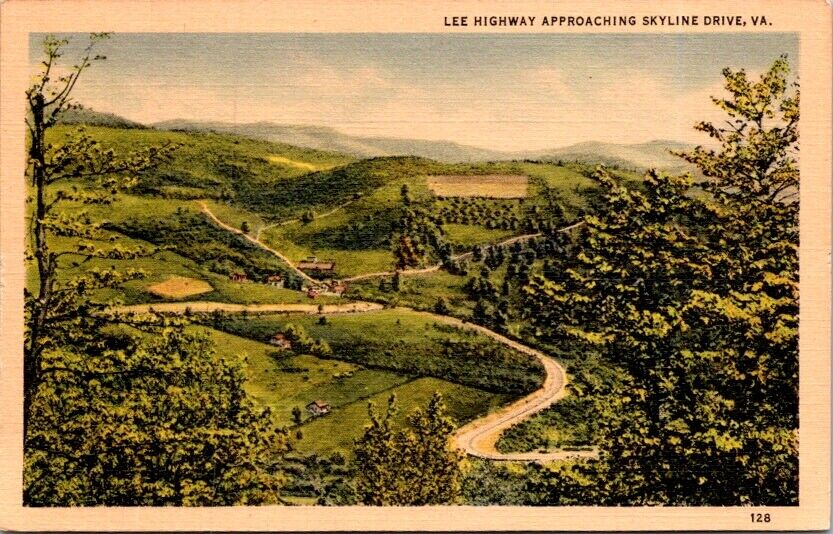 Vintage Postcard Approaching Skyline Drive on Lee Highway Luray Virginia VA V150