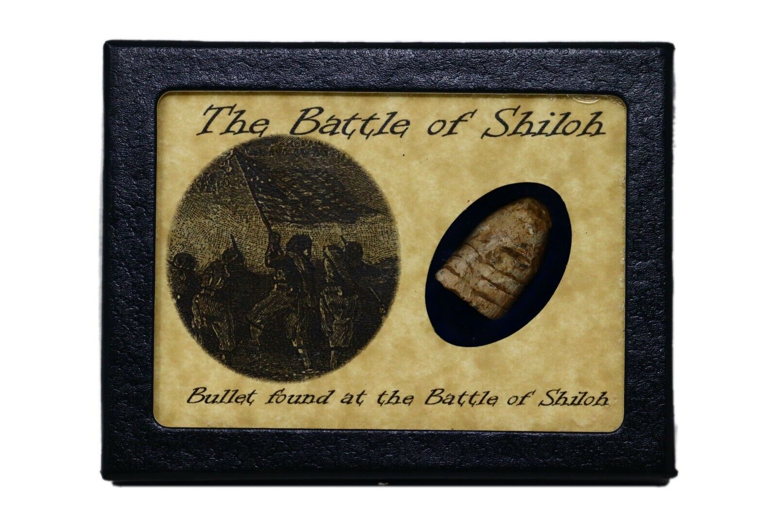  Civil War Bullet from The Battle of Shiloh, Tennessee with Display Case and COA