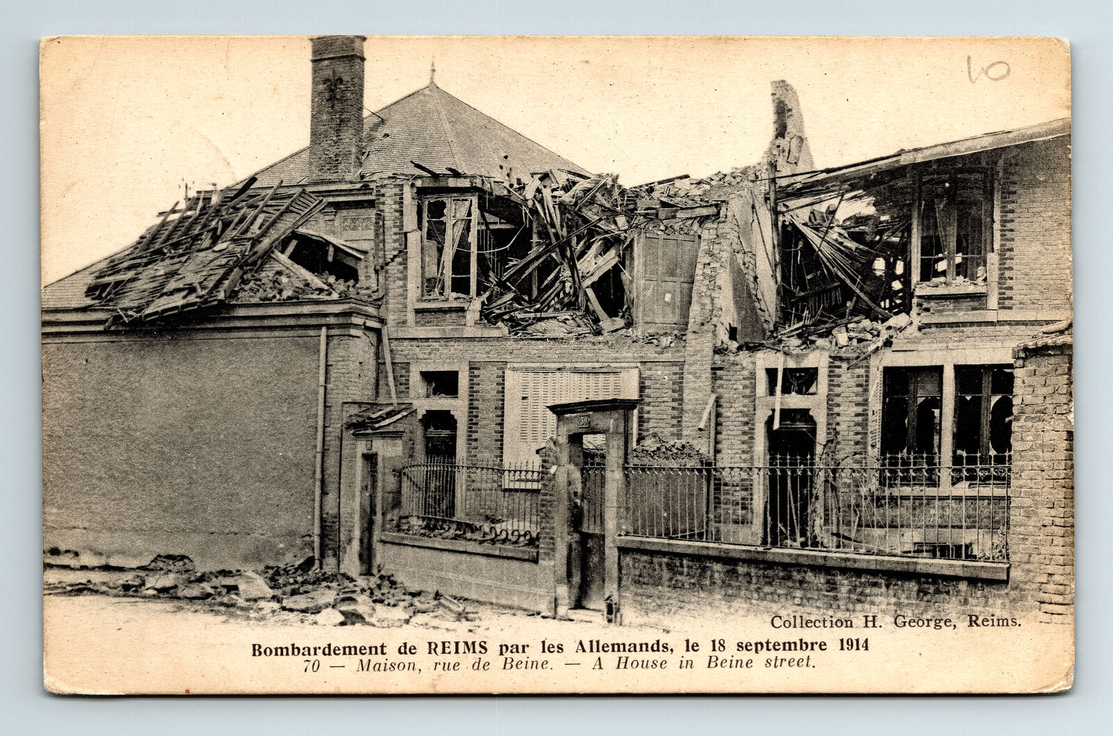 c1914 WWI Postcard Reims France Bombardement of Reims