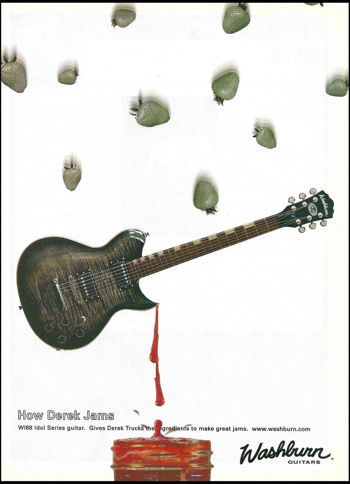 Allman Brothers Derek Trucks Signature Washburn Idol WI68 guitar 2003 ad print