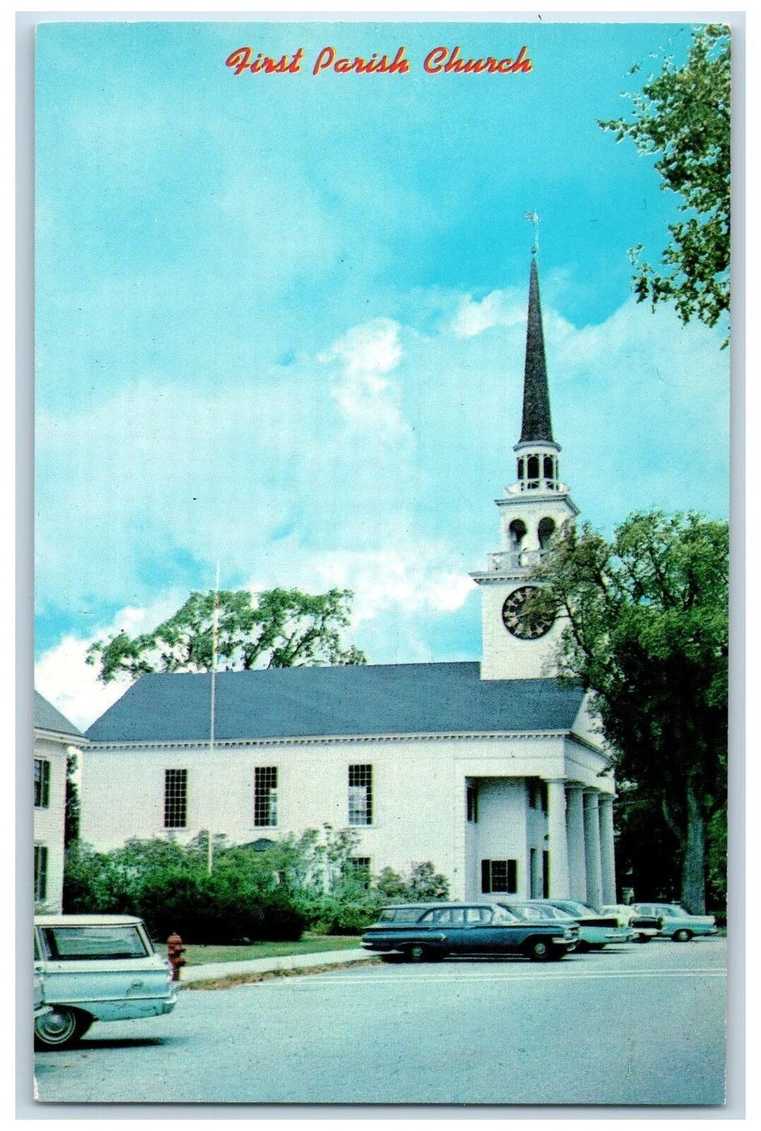 c1960s First Parish Church Exterior Roadside Billerica Massachusetts MA Postcard