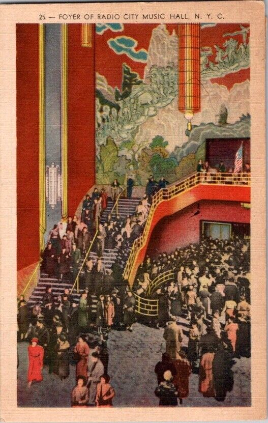 Postcard Foyer Radio City Music Hall New York City NY New York 1944        K-452