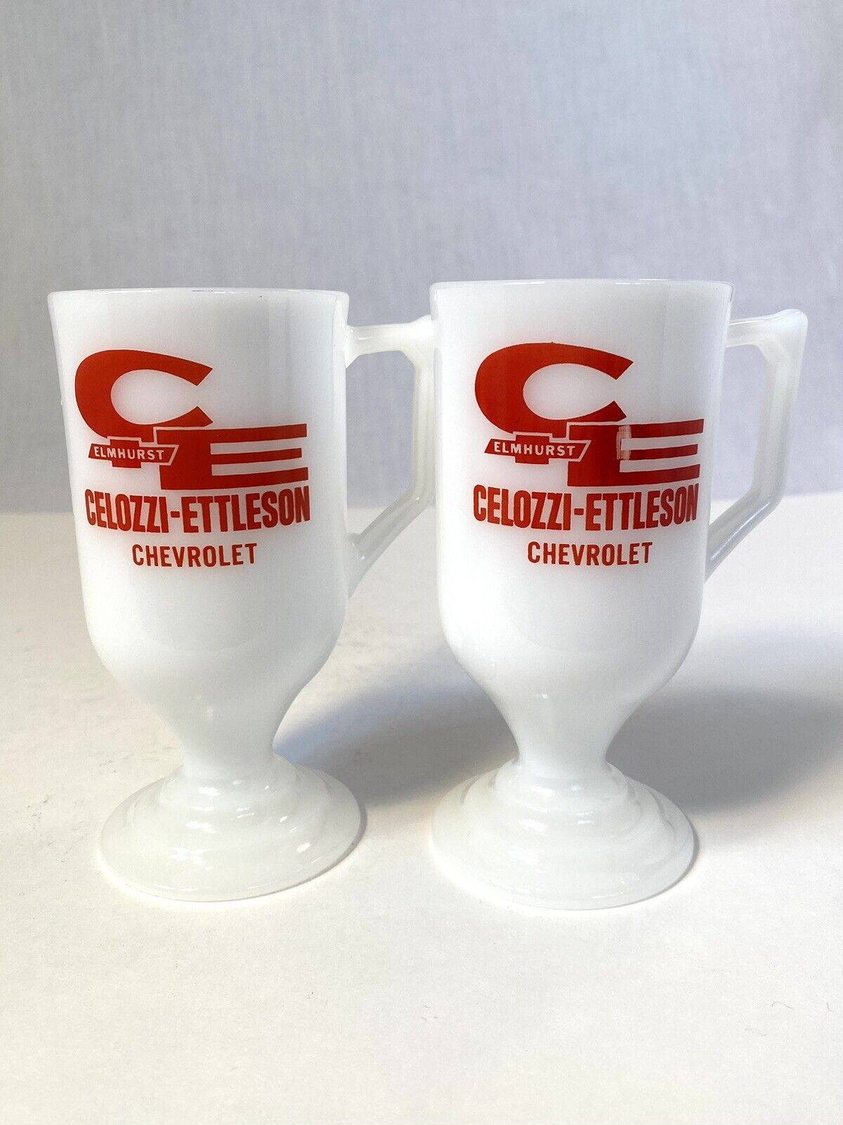 Vintage Celozzi Ettleson Chevrolet Dealer Coffee Cups Mugs Lot Of 2