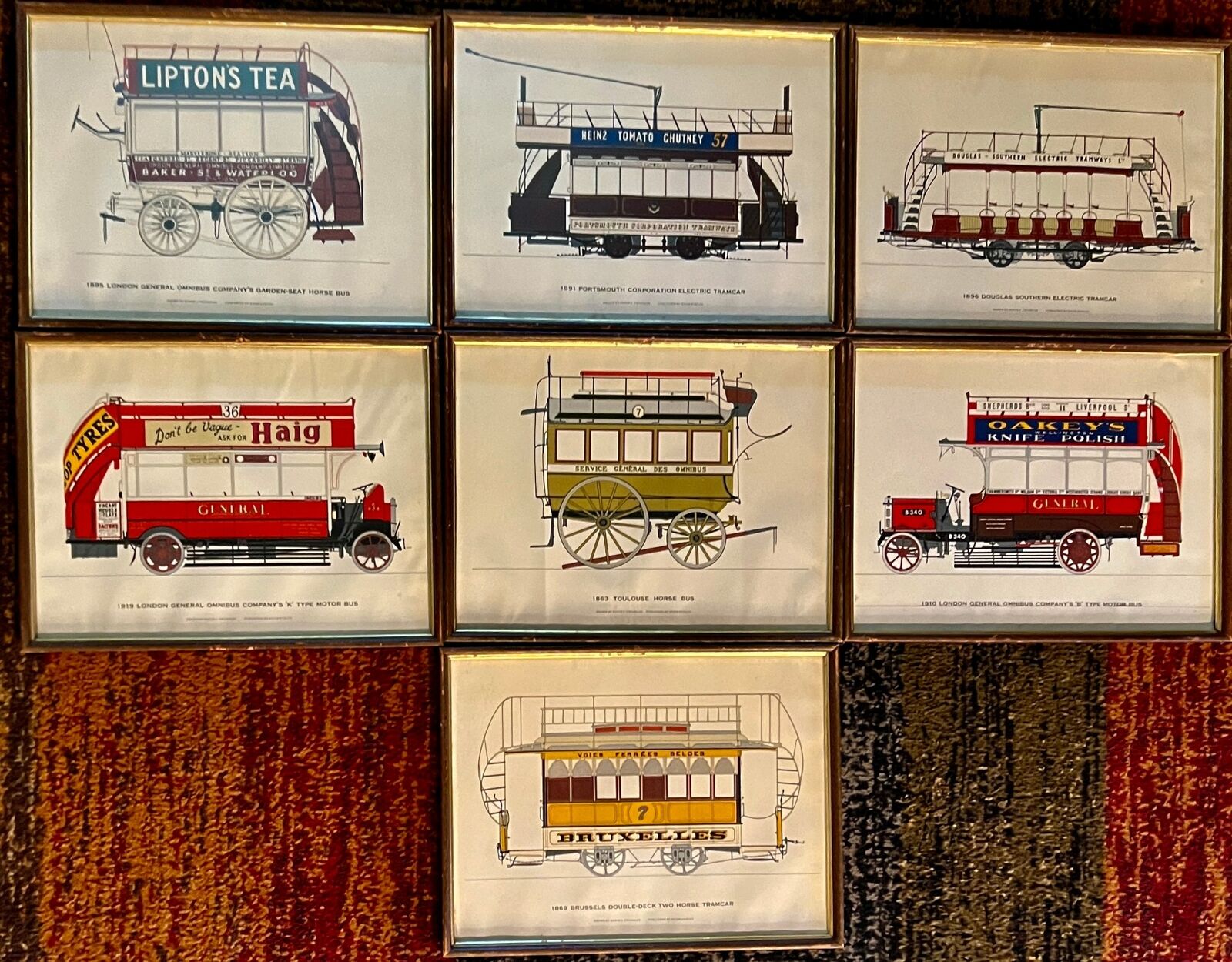 Framed UK Transport Prints * David J. Trussler * Lot of 7  Heinz Lipton\'s 1968
