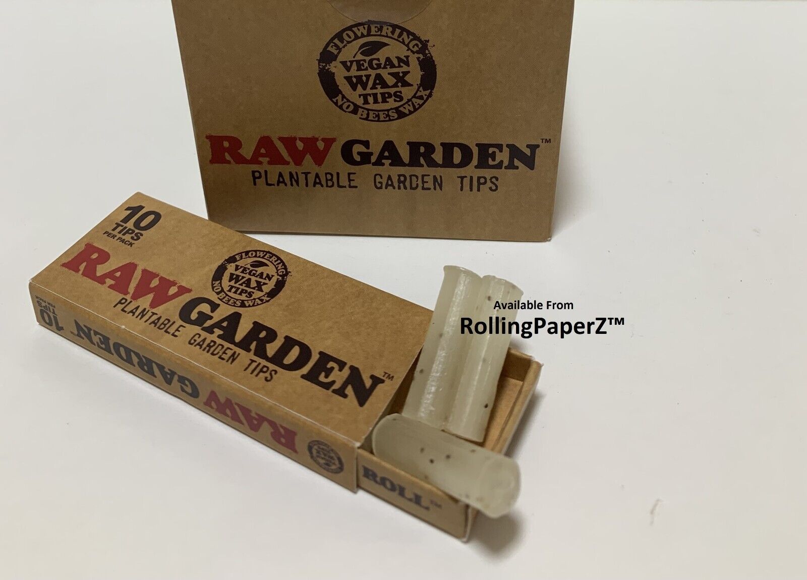 RAW Rolling Papers GARDEN WAX TIPS Plantable with seeds 10 wax tips per pack