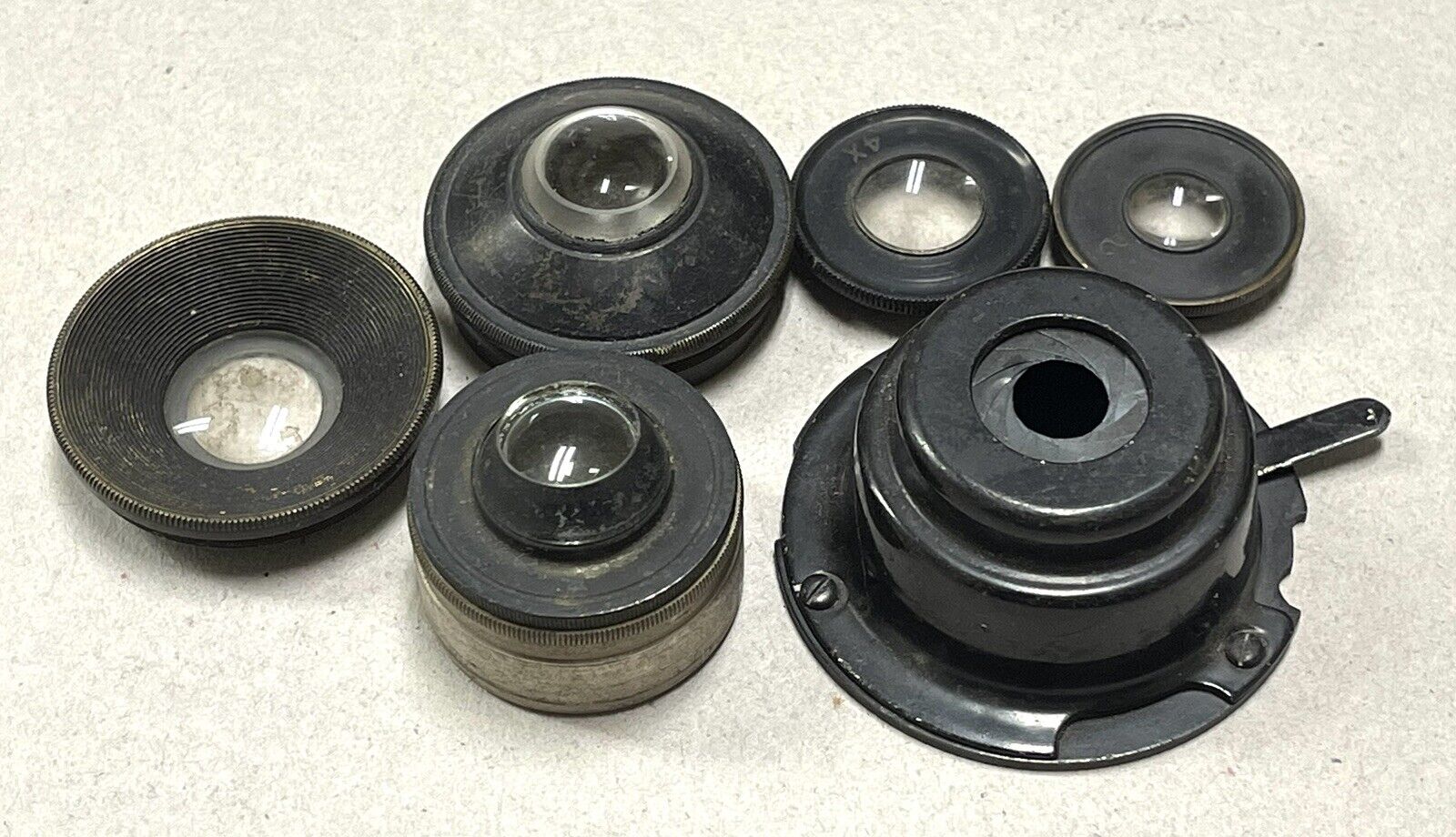 Lot of 6 Vintage Microscope Lens & Parts
